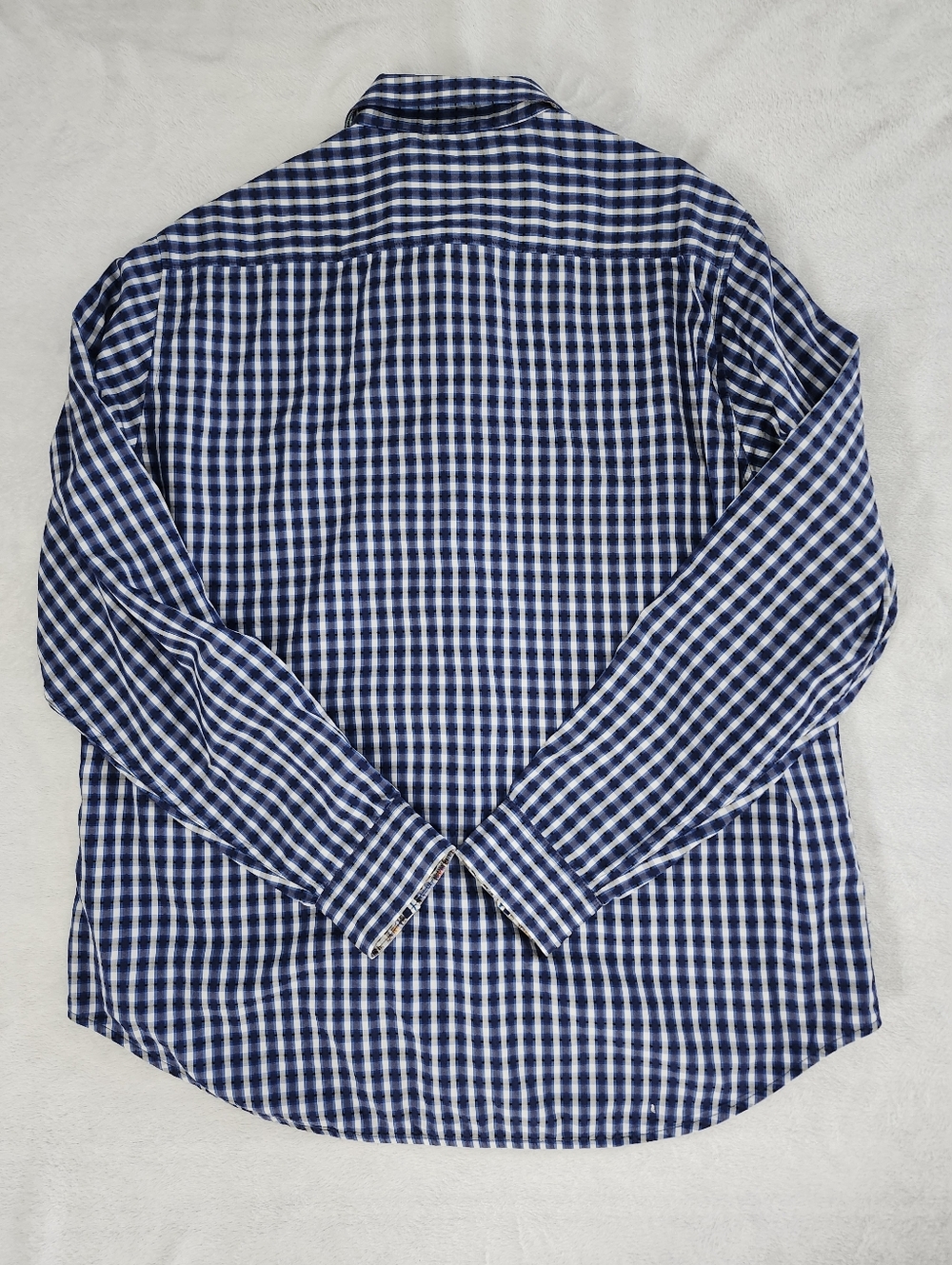 ROBERT GRAHAM Men's Classic Fit Shirt XL Blue Gingham Plaid Interior Print Cuffs - Picture 5 of 11
